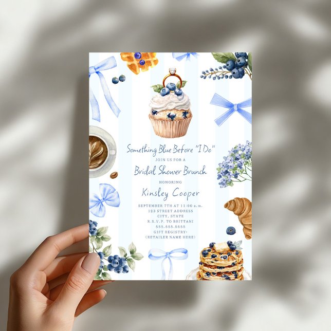 Invitation Quelque Chose de Bleu Petit Déjeuner de Mariage Th (Créateur téléchargé)