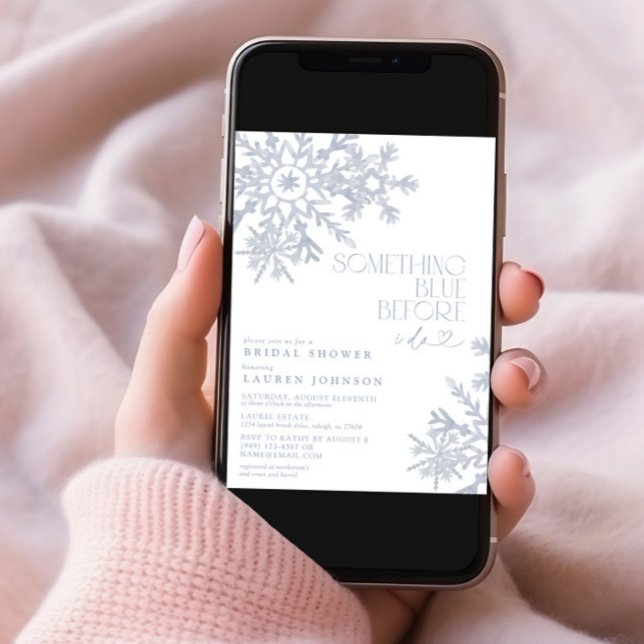 Invitation Quelque chose de bleu QR Snowflake Hiver Fête des  (Créateur téléchargé)