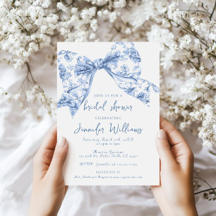 Invitation Quelque chose de bleu Toile Bow Coquette Fête des