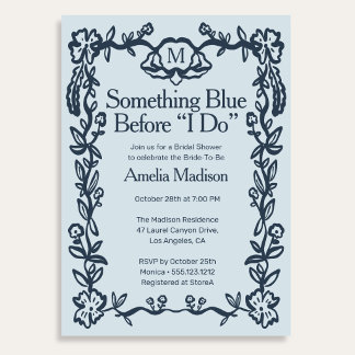 Invitation Quelque chose de bleu vintage floral Baby Shower