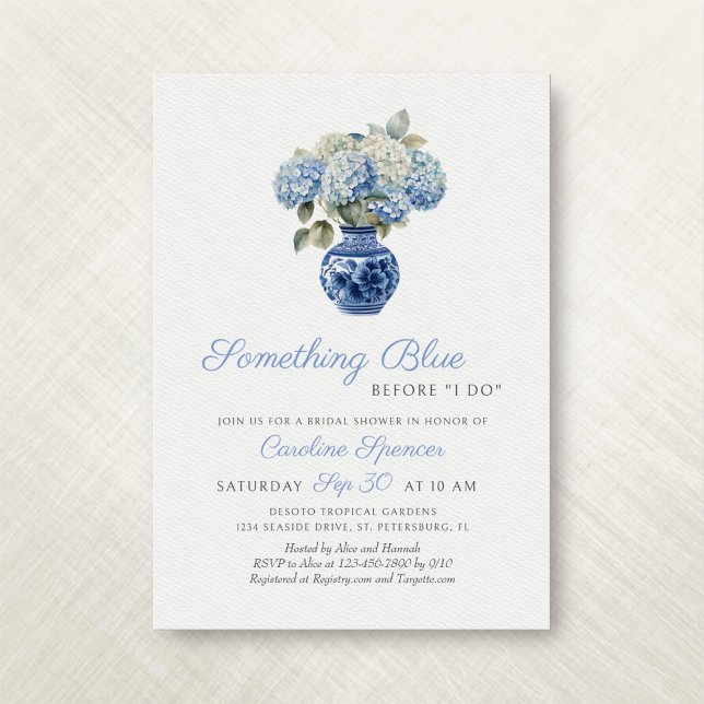 Invitation Quelque chose de Blue Hydrangea Chinoiserie Fête d (Créateur téléchargé)