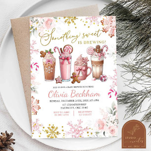 Invitation Quelque chose de rose et de sucré prépare un café 