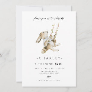 Invitation Quelques Bunny Anniversaire moderne minimaliste