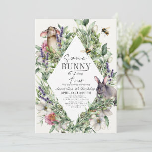 Invitation Quelques Bunny Greenery Rhombus Anniversaire de en