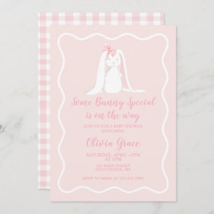 Invitation Quelques Bunny spécial En vichy Baby shower