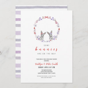 Invitation Quelques lapins sont sur le chemin, Baby shower ju