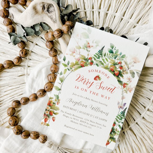 Invitation Quelqu'un Baby shower de fraise Berry Sweet Forest (Créateur téléchargé)