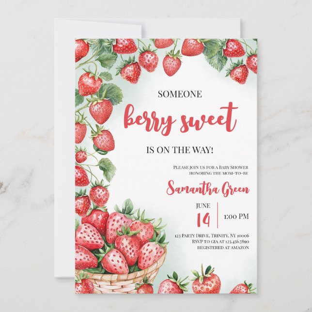 Invitation Quelqu'un Berry Sweet Baby shower (Devant)