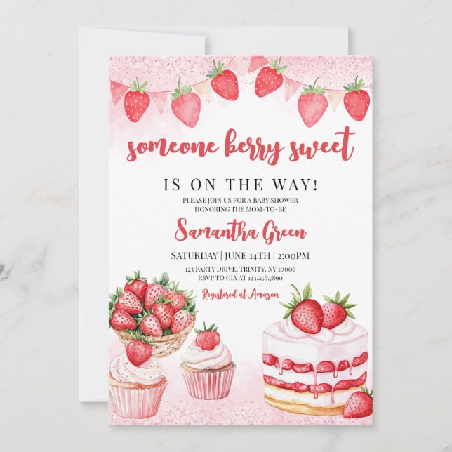 Invitation Quelqu'un Berry Sweet Baby shower (Devant)