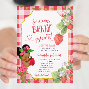 Invitation Quelqu'un Berry Sweet Strawberry Girl Baby shower