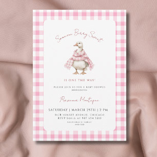 Invitation Quelqu'un de très mignon Ourson Rose à carreaux Ba