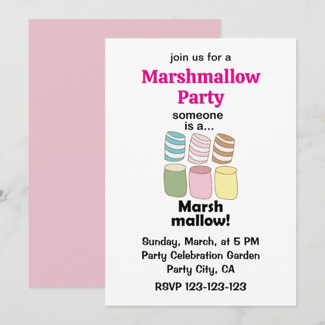 Invitation Quelqu'un est un marshmallow Fête de nourriture dr (Devant / Derrière)