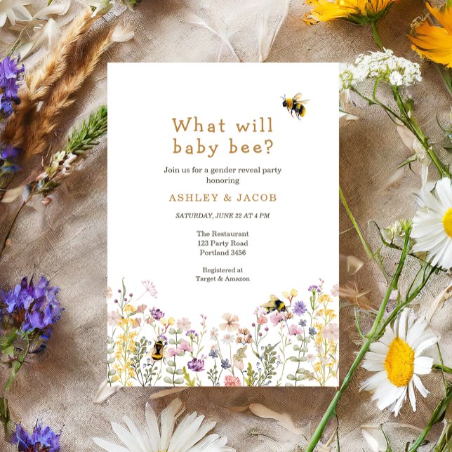 Invitation Qu'est-ce que Baby Bee Fleur sauvage Genre Révéler (Créateur téléchargé)