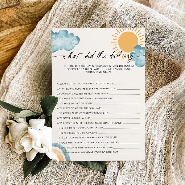 Invitation Qu'Est-Ce Que Le Père A Dit Baby shower Game Card (Créateur téléchargé)
