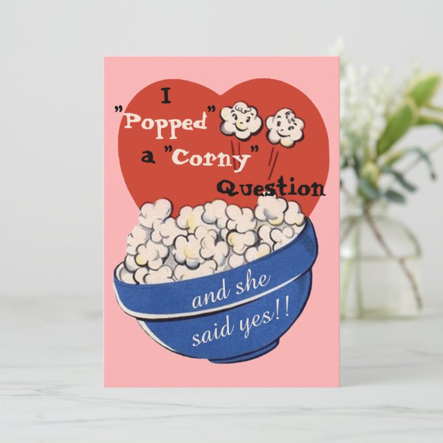 Invitation Question Popcorn Drôle, Joli Rétro Enregistrer la  (Debout devant)