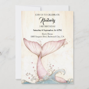 Invitation Queue de baleine rose capricieuse