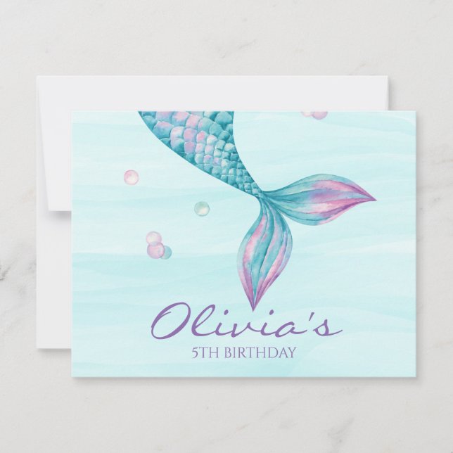 Invitation Queue de sirène d'anniversaire (Devant)