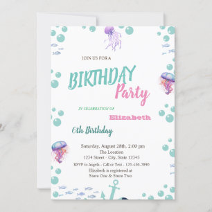 Invitation Queue de sirène écailles mer été fête d'anniversai