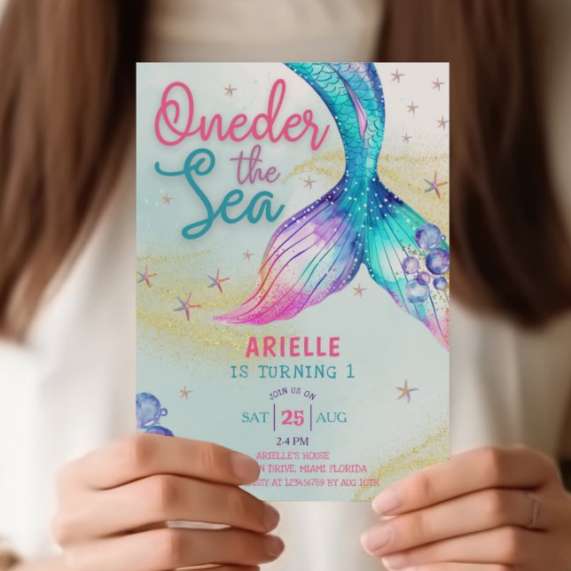 Invitation Queue de sirène Onder la mer 1er anniversaire (Créateur téléchargé)