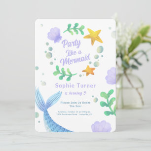 Invitation Queue de sirène pourpre sous la mer Anniversaire