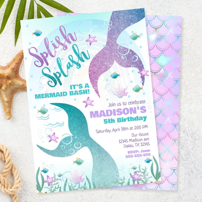 Invitation Queue de sirène sous la fête d'anniversaire de la  (Créateur téléchargé)