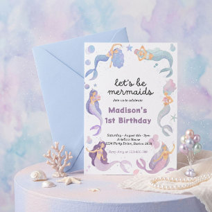 Invitation Queue de sirène sous la mer Rose Gold Anniversaire