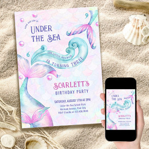 Invitation Queues de sirène sous la mer Fête d'anniversaire d