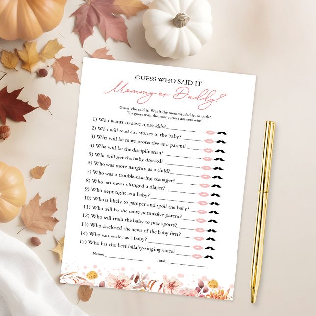 Invitation Qui a dit jeu de baby shower d'automne  (Créateur téléchargé)