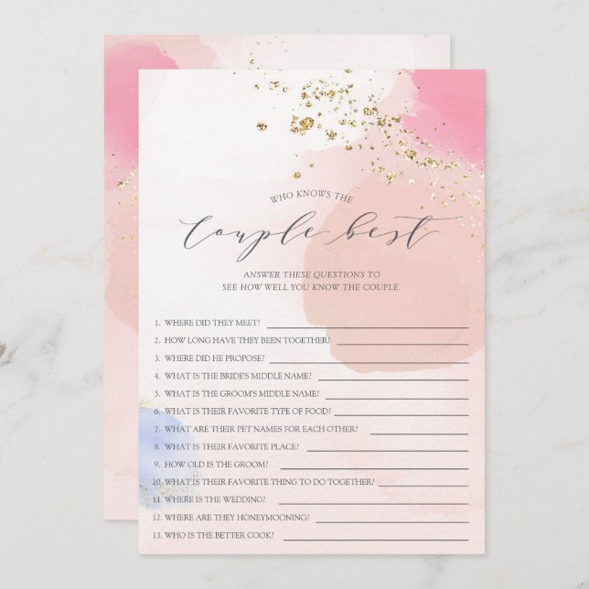 Invitation Qui connaît le couple meilleur jeu de Fête des mar (Devant / Derrière)