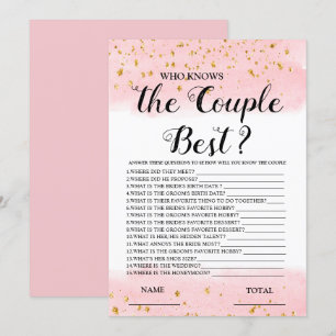 Invitation Qui connaît le Couple meilleur jeu de nuptiale ros