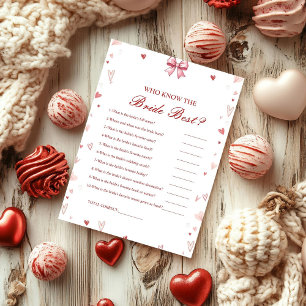 Invitation Qui connaît le mieux la mariée jeu de baby shower