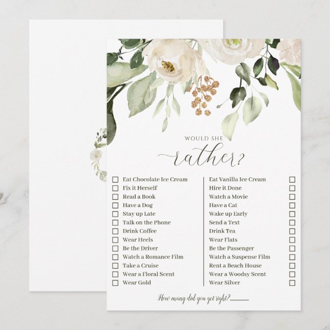 Invitation Qui connaît le mieux la mariée Jeu de douche Plutô (Devant / Derrière)