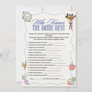 Invitation Qui connaît le mieux la mariée Jeux de fête de mar