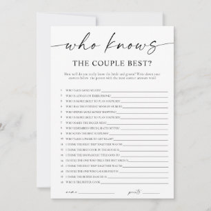 Invitation Qui connaît le mieux le couple Jeu de Baby Shower
