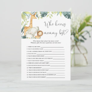 Invitation Qui connaît le mieux maman jeu de baby shower safa