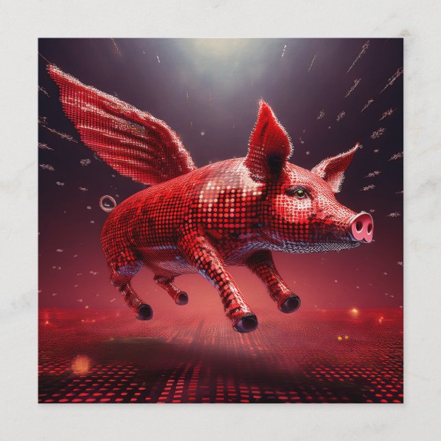 Invitation Qui dit que les cochons ne peuvent pas voler ! Chi (Devant)