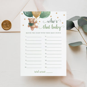 Invitation Qui est ce bébé Baby shower photo Teddy Bear Card