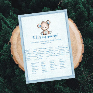 Invitation Qui est ma maman mignonne Brown ours Baby Game Car