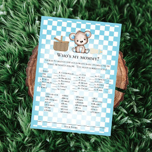 Invitation Qui est ma maman mignonne Teddy Bear Baby Game Car