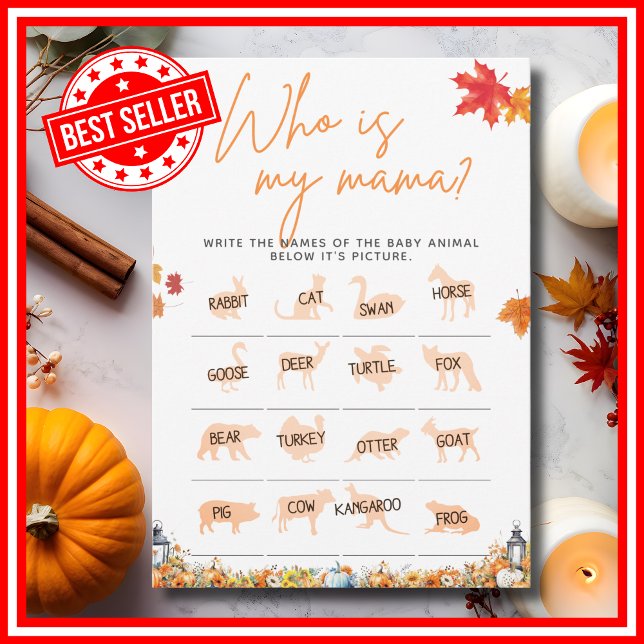 Invitation QUI EST MON MAMA Baby shower Jeu Un Petit Citrouil (WHO IS MY MOMMY Easy Baby Shower Game A Little Pumpkin is on the Way Theme)