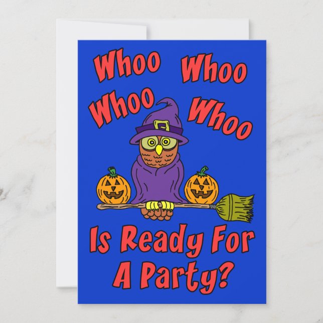Invitation Qui Est Prêt Pour Une Fête Halloween Owl Cartoon K (Devant)