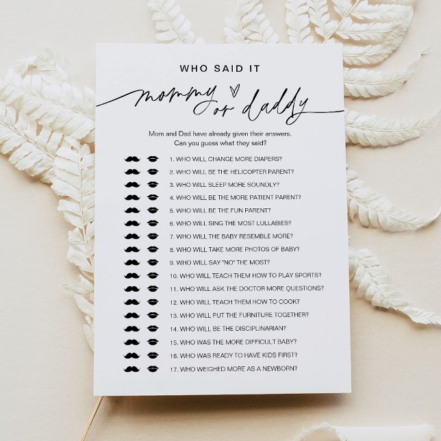 Invitation Qui L'A Dit Maman Papa Baby Game Card (Créateur téléchargé)