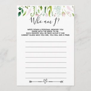 Invitation qui suis-je jeu de baby shower nuptiale