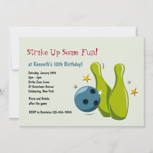 Invitation Quilles de Bowling (Devant)