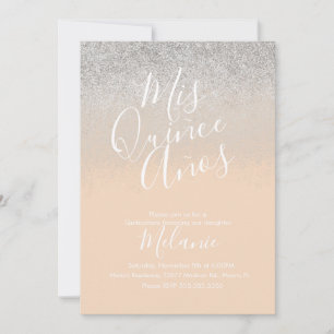Invitation Quiñce Faux Parties scintillant Diamond Peach Arge