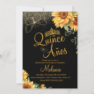 Invitation Quiñce Faux Parties scintillant Tournesol Aquarell