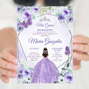 Invitation Quince Mis Silver et Purple