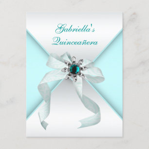 Invitation Quinceanée bleue Turquoise