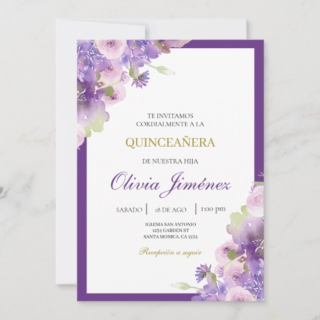Invitation quinceañera (Devant)