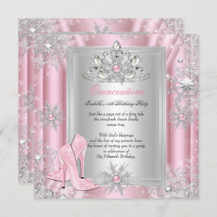 Invitation Quinceanera 15 Anniversaire Clair Pink Talons 2